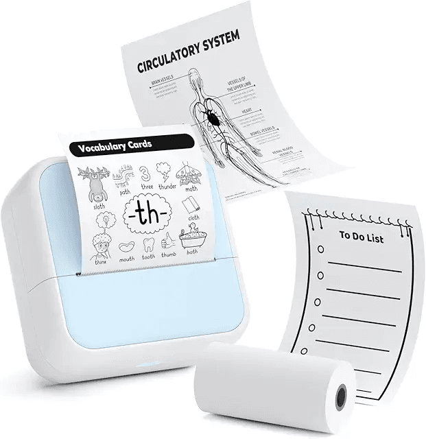 Small thermal printer used for printing paper cards and stickers