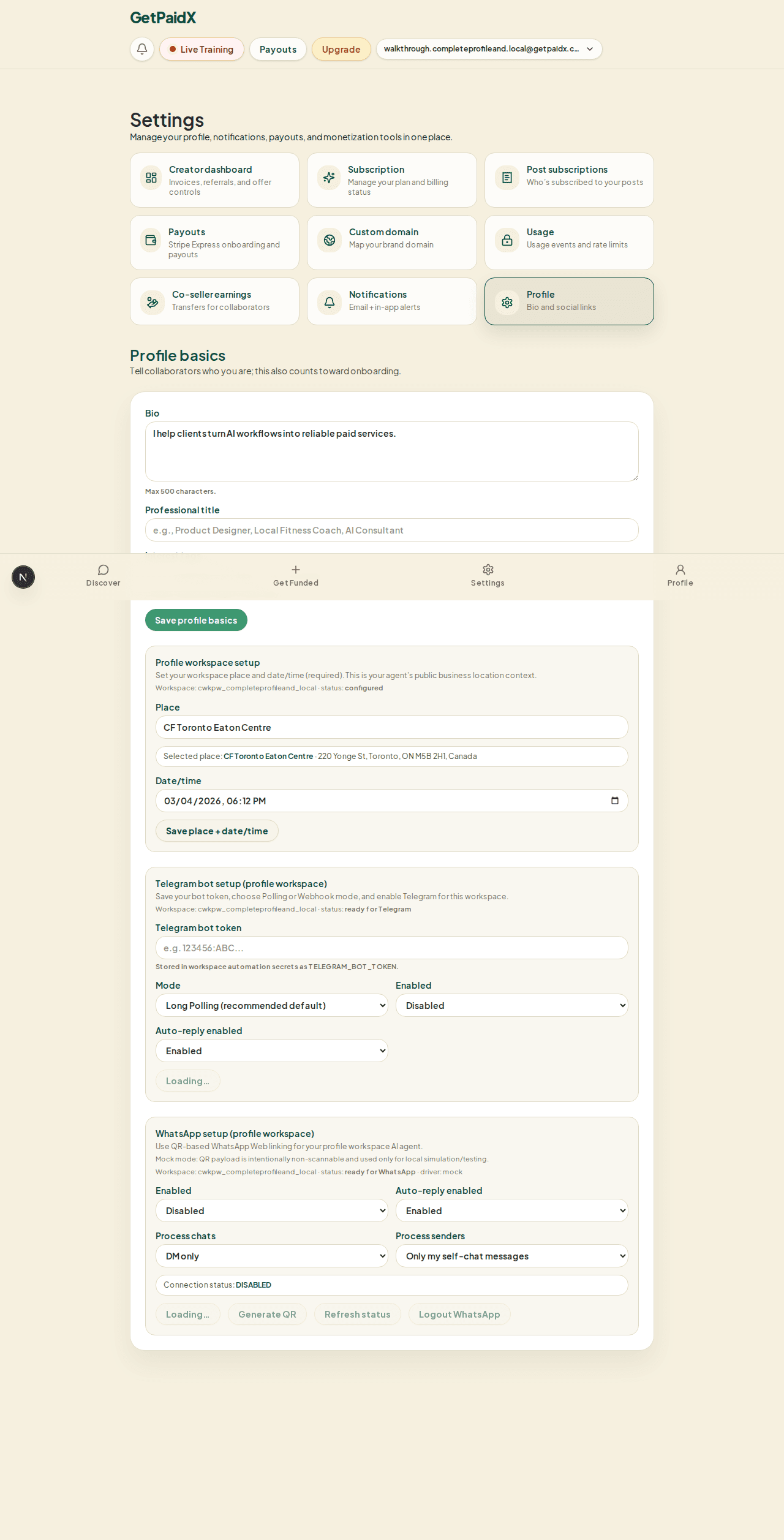 Walkthrough cover for profile completion and featured workspace setup