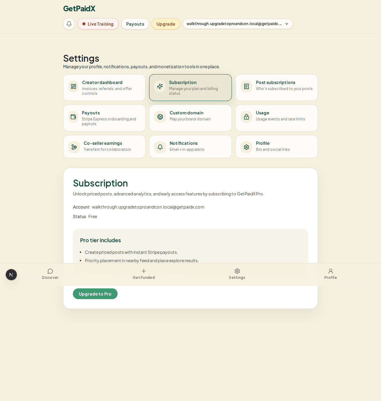 Walkthrough cover for Pro upgrade and Stripe payout setup